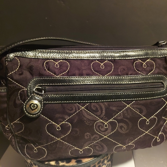 Brighton leather trim Aileen heart shape quilted purse 12in x7inx3in - Picture 3 of 6